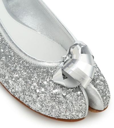 Shop Maison Margiela Tabi Glitter Ballet Flats In Silver