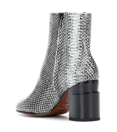 Shop Clergerie Keyla Embossed Leather Ankle Boots In Grey