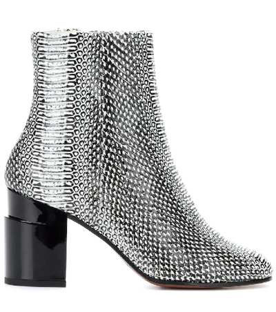 Shop Clergerie Keyla Embossed Leather Ankle Boots In Grey