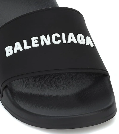 Balenciaga Logo Rubber Slide Sandals In Black