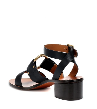 Shop Chloé Embellished Leather Sandals In Black