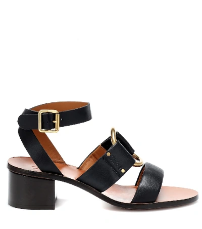 Shop Chloé Embellished Leather Sandals In Black