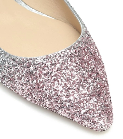 Shop Jimmy Choo Romy Glitter Ballet Flats In Grey