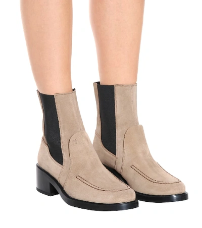 Shop Tod's Suede Ankle Boots In Beige