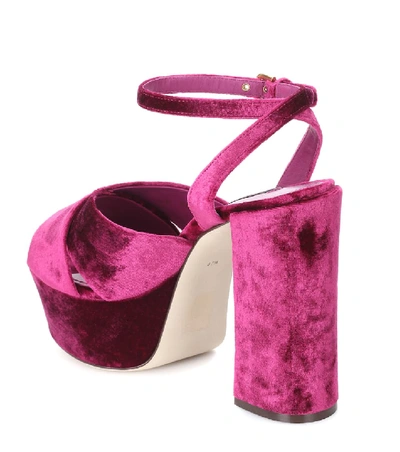 Shop Dolce & Gabbana Keira Velvet Plateau Sandals In Purple