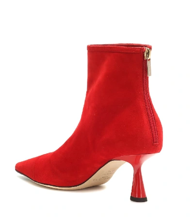 Shop Jimmy Choo Kix 65 Suede Ankle Boots In Red