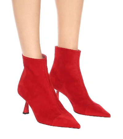 Shop Jimmy Choo Kix 65 Suede Ankle Boots In Red