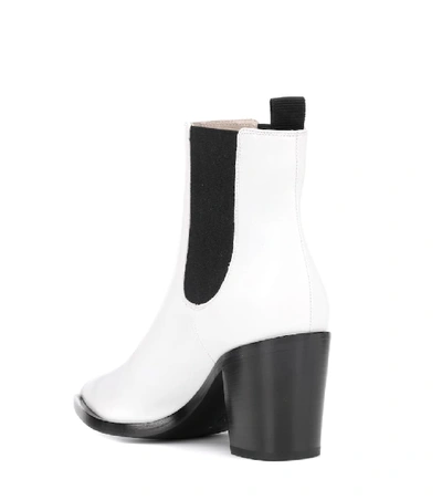 Shop Gianvito Rossi Austin Leather Chelsea Boots In White