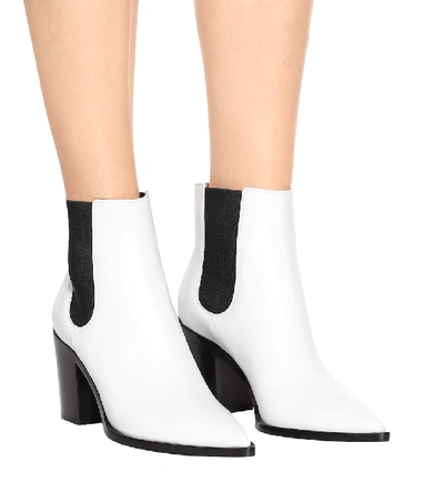 Shop Gianvito Rossi Austin Leather Chelsea Boots In White