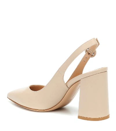 Shop Gianvito Rossi Agata 85 Leather Slingback Pumps In Beige