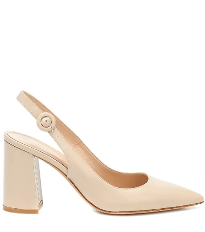 Shop Gianvito Rossi Agata 85 Leather Slingback Pumps In Beige