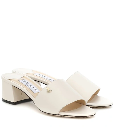Shop Jimmy Choo Minea 45 Leather Sandals In White