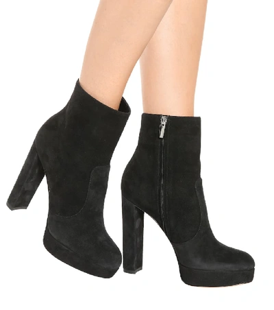 Shop Gianvito Rossi Brook Suede Ankle Boots In Black