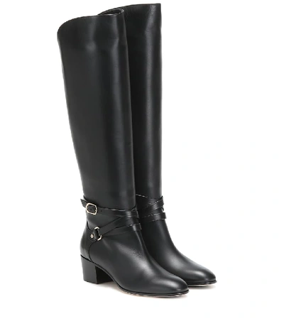 Shop Jimmy Choo Huxlie 45 Leather Knee-high Boots In Black