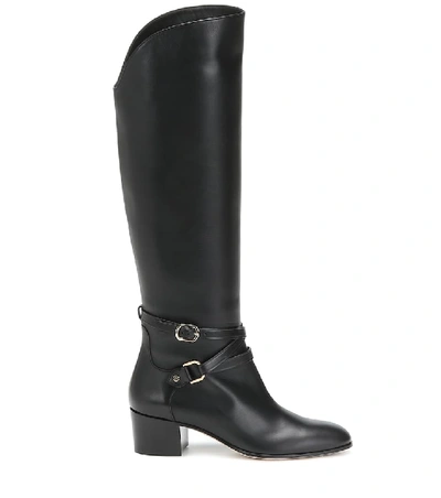 Shop Jimmy Choo Huxlie 45 Leather Knee-high Boots In Black