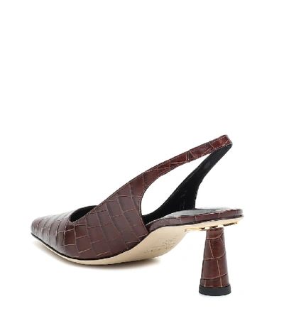 Shop By Far Diana Slingback Leather Pumps In Brown