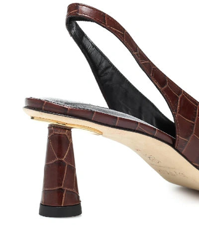 Shop By Far Diana Slingback Leather Pumps In Brown