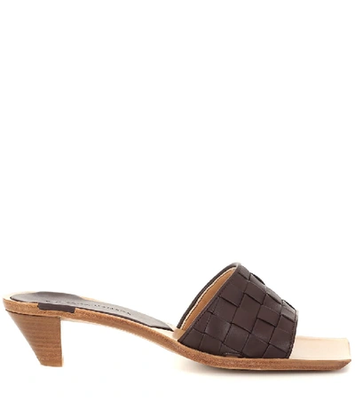 Shop Bottega Veneta Intrecciato Leather Sandals In Brown