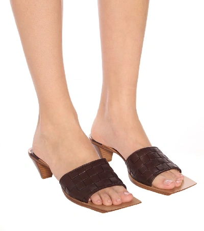 Shop Bottega Veneta Intrecciato Leather Sandals In Brown