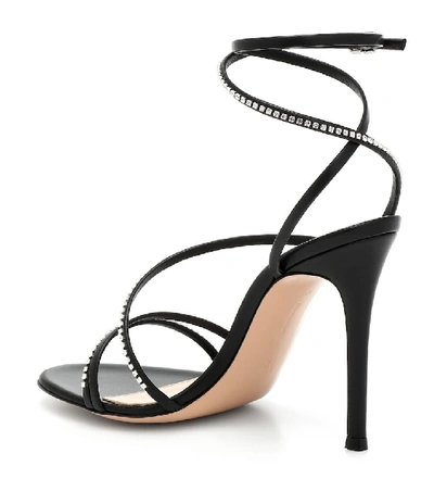 Shop Gianvito Rossi Crystal-embellished Leather Sandals In Black
