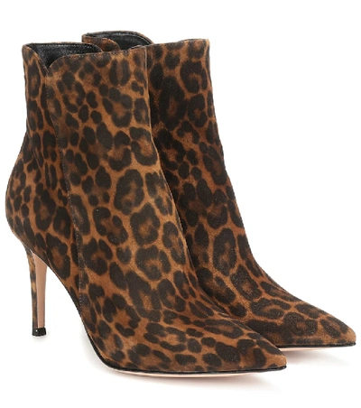 Shop Gianvito Rossi Levy 85 Suede Ankle Boots In Multicoloured