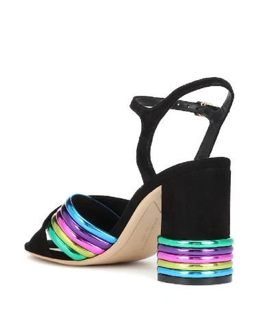 Shop Sophia Webster Joy Leather And Suede Sandals In Black