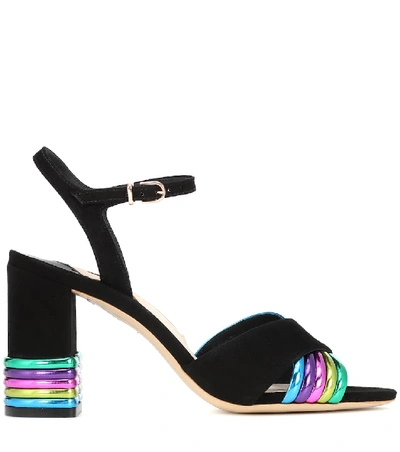 Shop Sophia Webster Joy Leather And Suede Sandals In Black