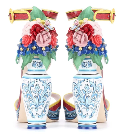 Shop Dolce & Gabbana Printed Patent Leather Sandals In Multicoloured
