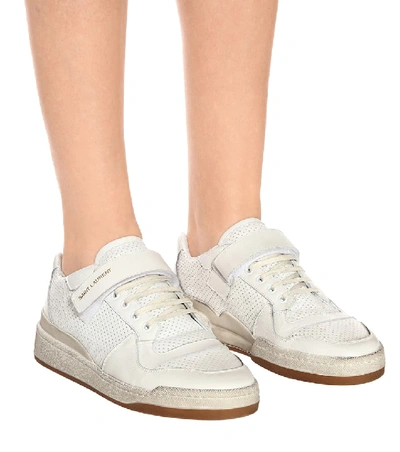 Shop Saint Laurent Sl24 Leather Sneakers In White