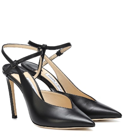 Shop Jimmy Choo Sakeya 100 Leather Pumps In Black