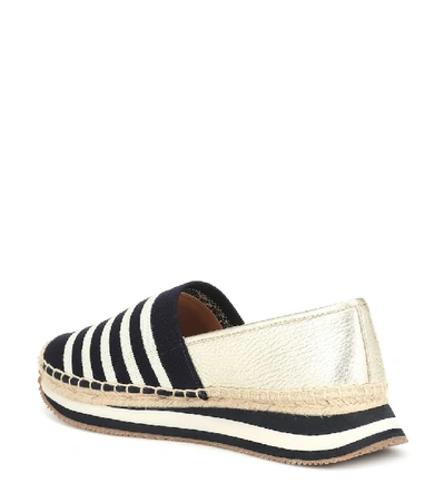 Shop Tory Burch Leather-trimmed Espadrilles In Multicoloured