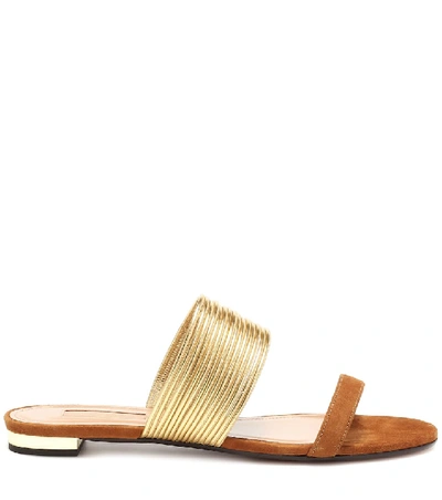 Shop Aquazzura Rendez Vous Suede Sandals In Brown