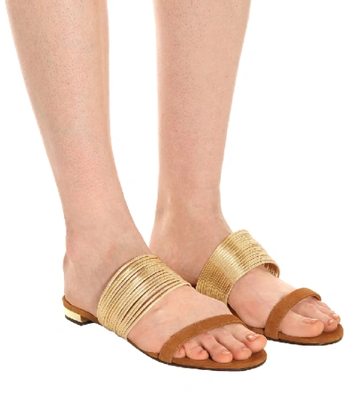 Shop Aquazzura Rendez Vous Suede Sandals In Brown