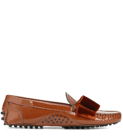 Shop Tod's X Alessandro Dell'acqua Patent-leather Loafers In Brown