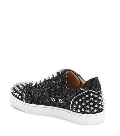 Shop Christian Louboutin Vieira 2 Embellished Leather Sneakers In Black