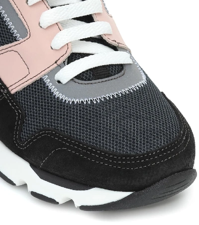 Shop Marni Suede And Mesh Sneakers In Black
