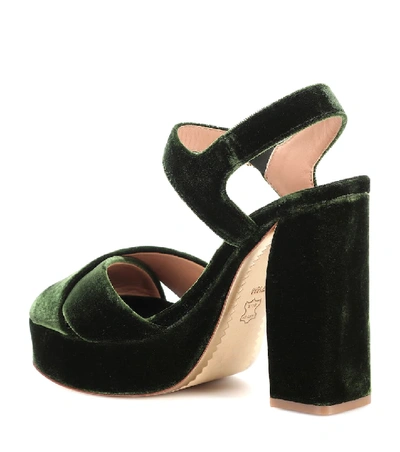 Shop Tory Burch Loretta 115 Velvet Plateau Sandals In Green