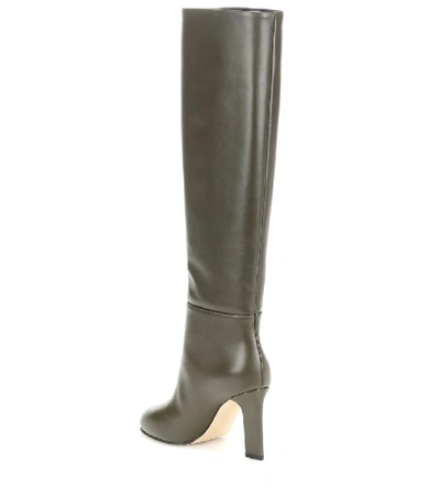 Shop Victoria Beckham Leather Knee-high Boots In Green