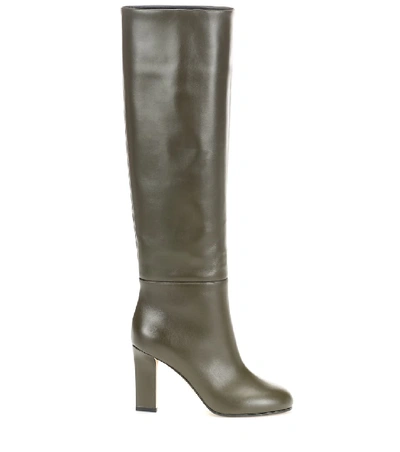 Shop Victoria Beckham Leather Knee-high Boots In Green