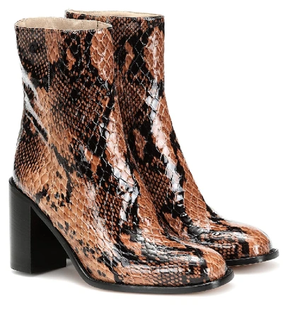 Shop Maryam Nassir Zadeh Mars Snake-effect Leather Ankle Boots In Brown