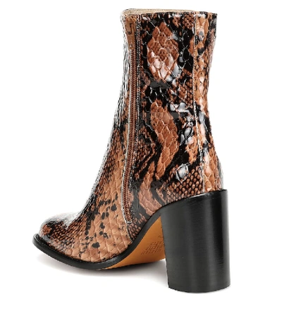 Shop Maryam Nassir Zadeh Mars Snake-effect Leather Ankle Boots In Brown