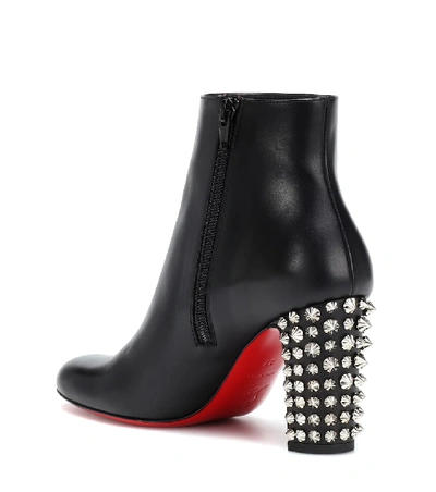 Shop Christian Louboutin Suzi Folk 85 Leather Ankle Boots In Black