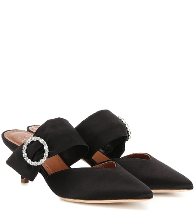 Shop Malone Souliers Maite 45 Embellished Satin Mules In Black