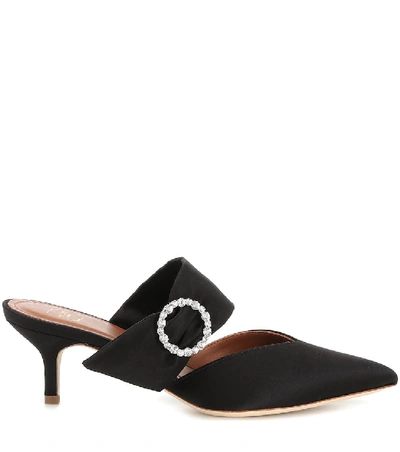 Shop Malone Souliers Maite 45 Embellished Satin Mules In Black