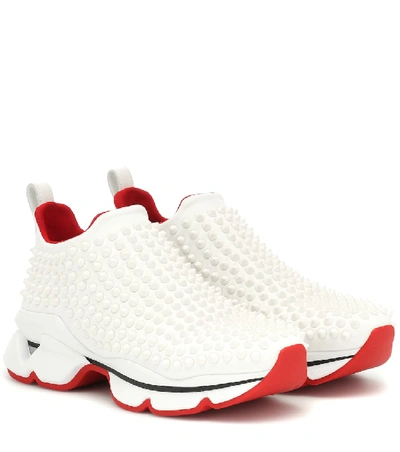 Christian Louboutin Spike Sock Donna Red Sole Sneakers In White 