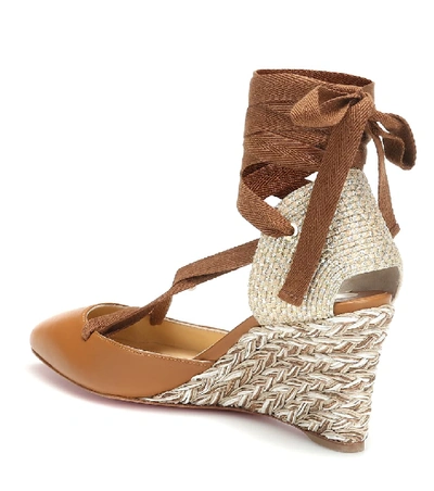 Shop Christian Louboutin Noemia Leather Espadrilles In Brown