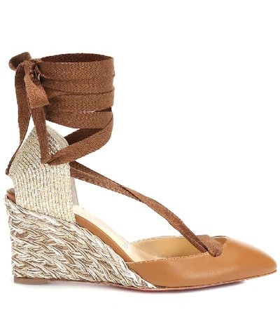 Shop Christian Louboutin Noemia Leather Espadrilles In Brown