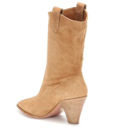 Shop Aquazzura Boogie Cowboy 70 Suede Ankle Boots In Beige