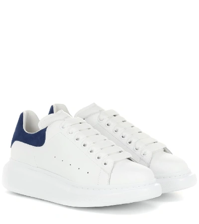 Shop Alexander Mcqueen Oversized Leather Sneakers In White Paris Blue