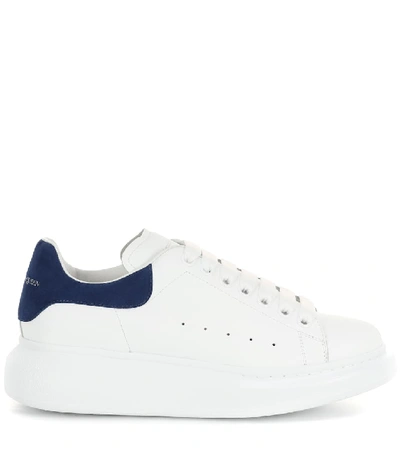 Shop Alexander Mcqueen Oversized Leather Sneakers In White Paris Blue